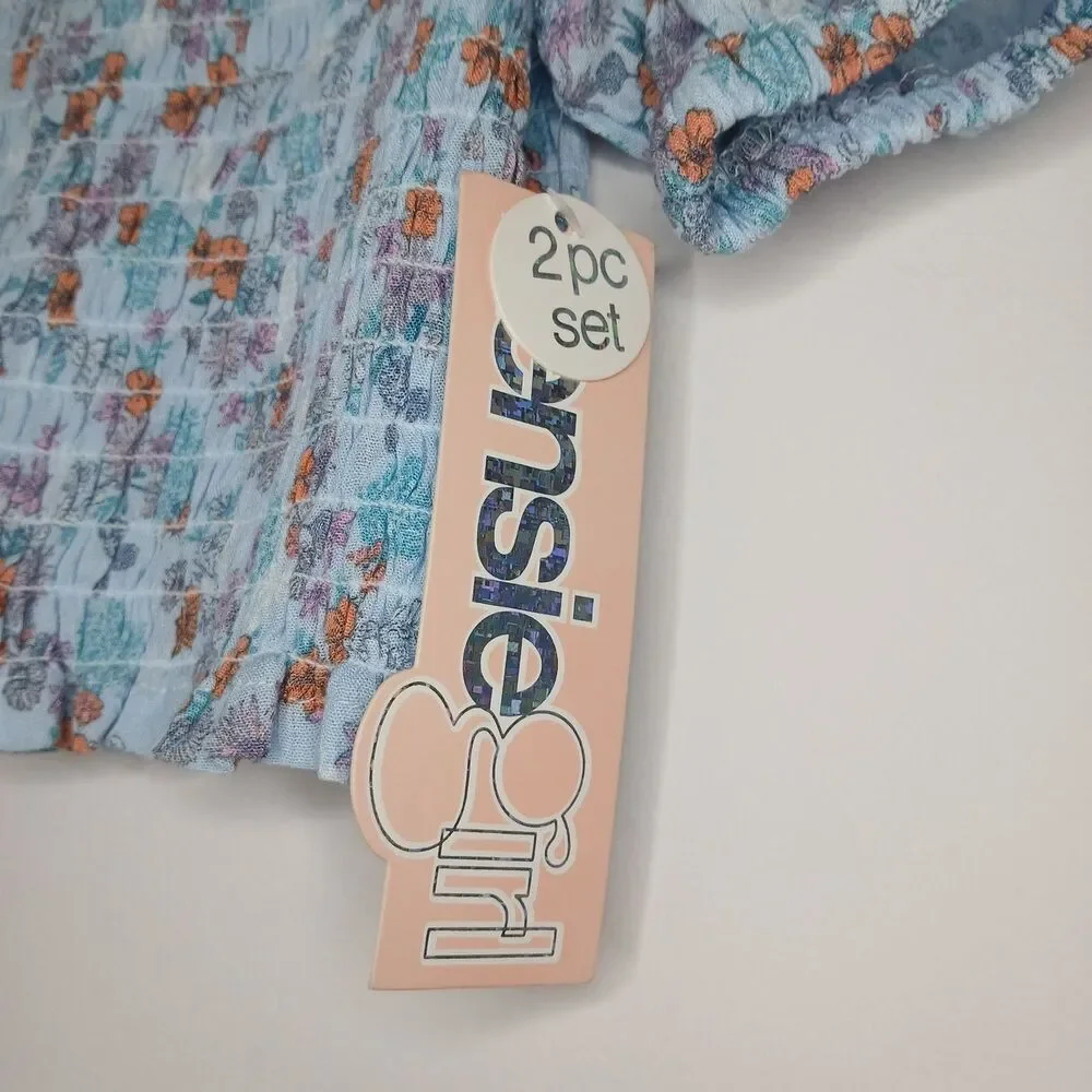 Kensie Girl Floral Set Crop Top Size 10 & Pants Size 7/8 Coquette Cottagecore